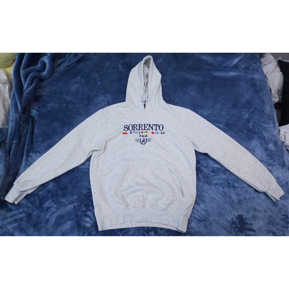 AG Sorrento Italia Italy Embroidered Pullover Hoodie Gray Mens Large